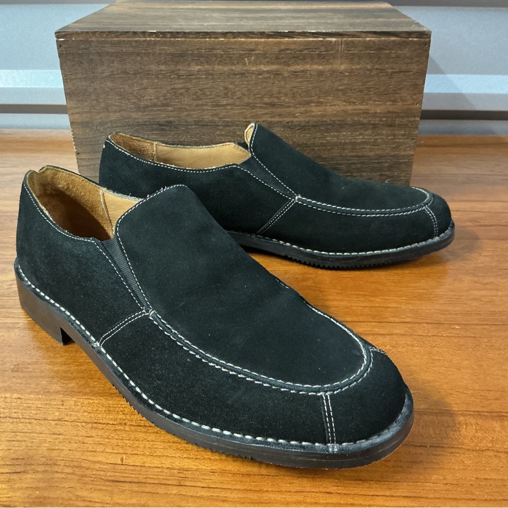 Tommy Bahama Men Astor Black Suede Bold Stitch Moc Loafer Size 13